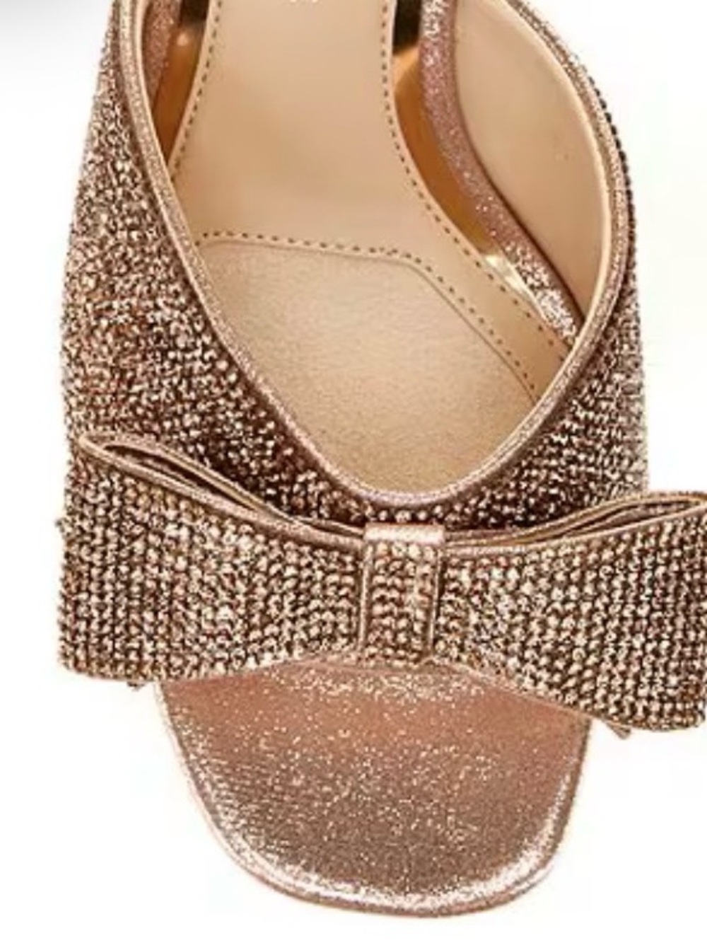 Alex Marie Rose Metallic Glitter Bow Peep-Toe heels